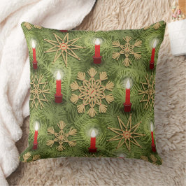 Strohsterne and Candles Kudde