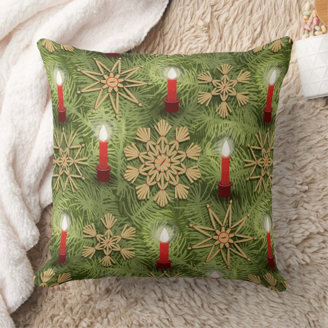 Strohsterne and Candles Kudde (Filt)