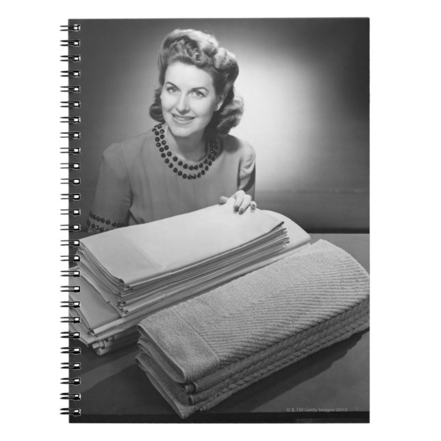 Strök linne och handdukar anteckningsbok med spiral (Framsidan)