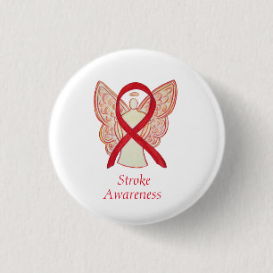 Stroke Awareness Red Ribbon Angel Anpassningsbar A Knapp