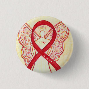 Stroke Awareness Red Ribbon Angel Anpassningsbar A Knapp