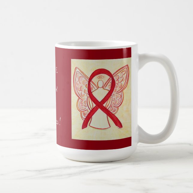 Stroke Awareness Red Ribbon Angel Anpassningsbar M Kaffemugg (Höger)