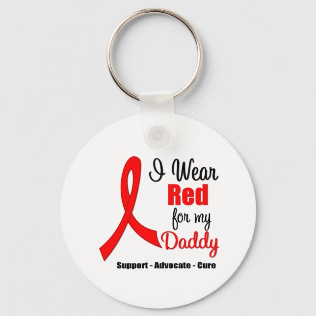 Stroke Awareness - Red Ribbon (pappa) Nyckelring (Framsida)