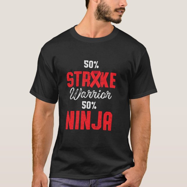 Stroke Awareness Survivor Ninja Strong Warrior T Shirt (Framsida)