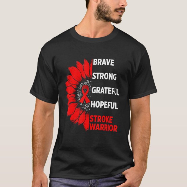 Stroke Awareness Survivor Pride Strong Warrior T Shirt (Framsida)