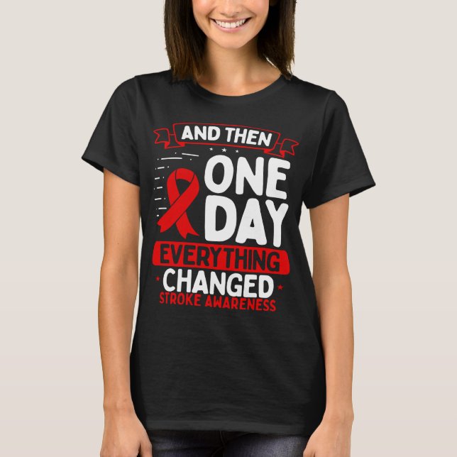Stroke Awareness Warrior Survivor Ribbon T Shirt (Framsida)