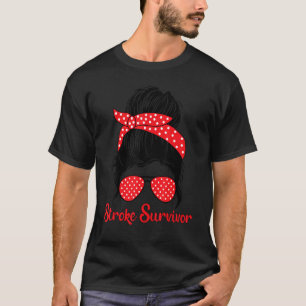Stroke Survivor Awareness Red Ribbon Polka Dot Bra T Shirt
