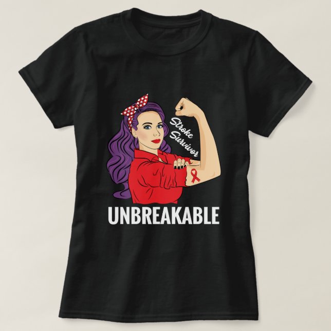 Stroke Survivor Awareness Warrior Unbreakable.png T Shirt (Design framsida)