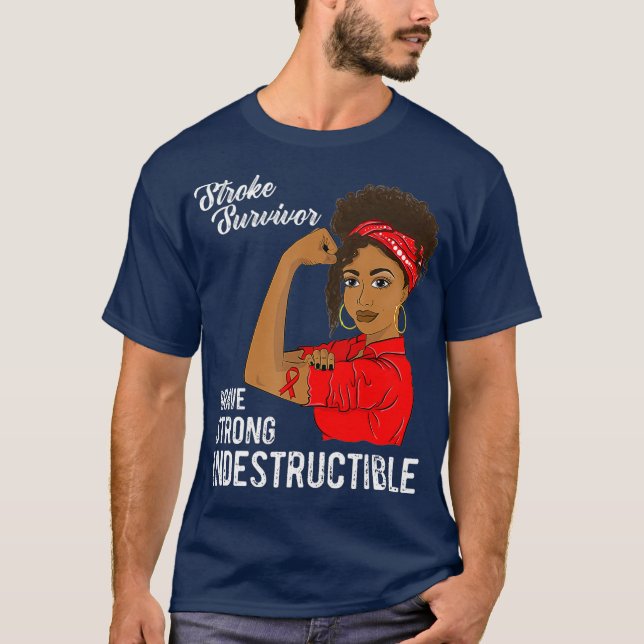 Stroke Survivor Indestrucsible Warrior Awareness T Shirt (Framsida)