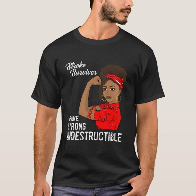 Stroke Survivor Indestrucsible Warrior Awareness T Shirt (Framsida)