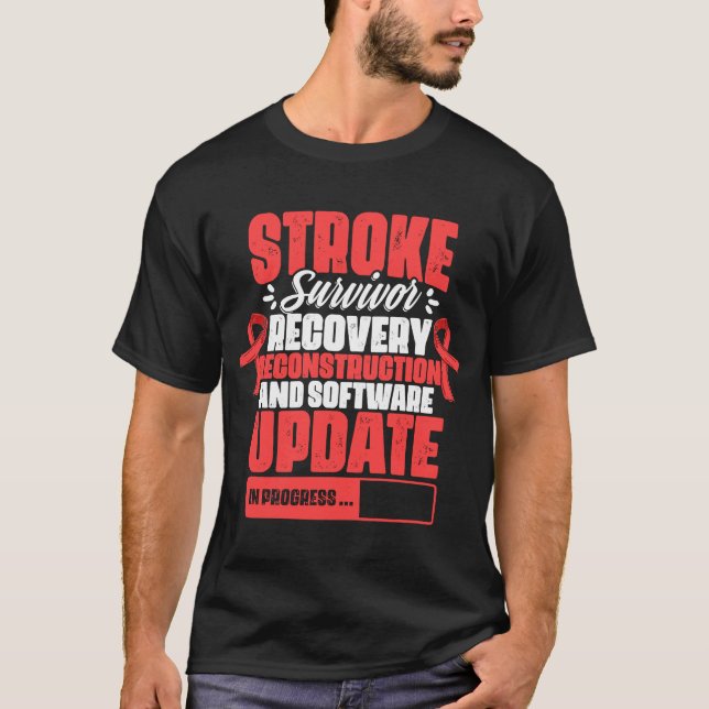 Stroke Survivor Recovery Red Ribbon Stroke Awarene T Shirt (Framsida)