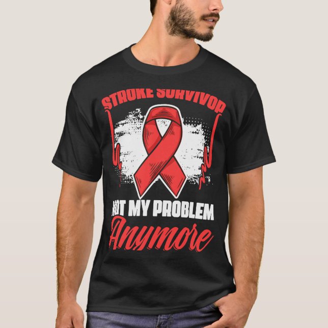 Stroke Survivor Red Ribbon Stroke Warrior A T Shirt (Framsida)
