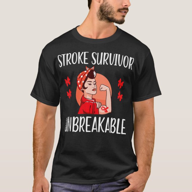 Stroke Survivor Unbryable Red Ribbon Stroke Warr T Shirt (Framsida)