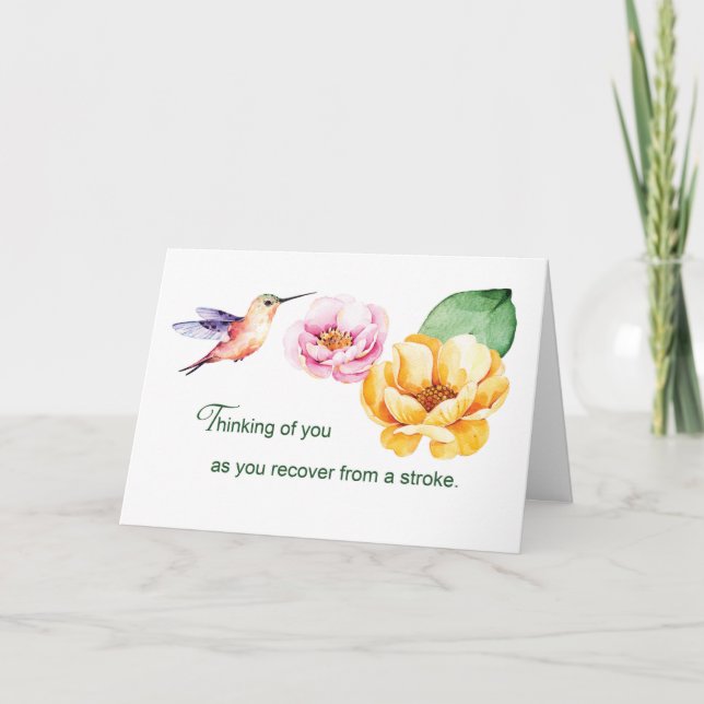 Stroke Thinking You Flowers and Hummingbird Kort (Framsida)