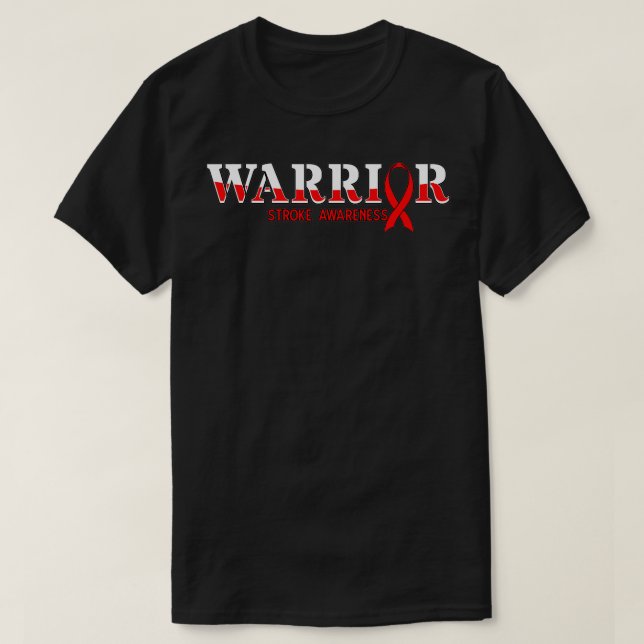 Stroke Warrior Red Ribbon Ischemic Cerebrovaskular T Shirt (Design framsida)