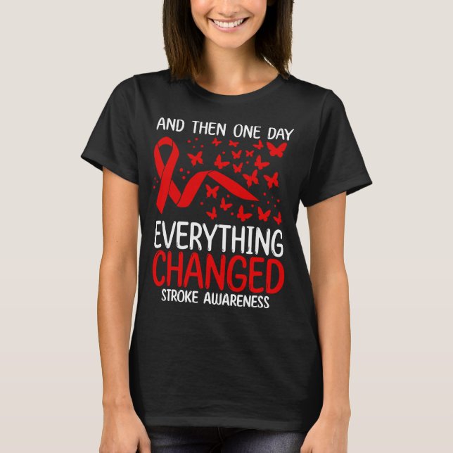 Stroke Warrior Ribbon Fighter Stroke Awareness T Shirt (Framsida)