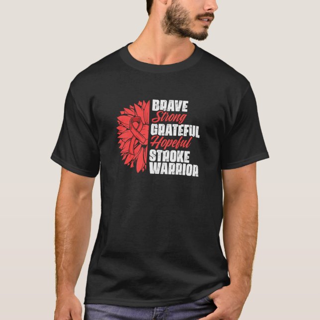 Stroke Warrior Stroke överlevande Rött band Stroke T Shirt (Framsida)