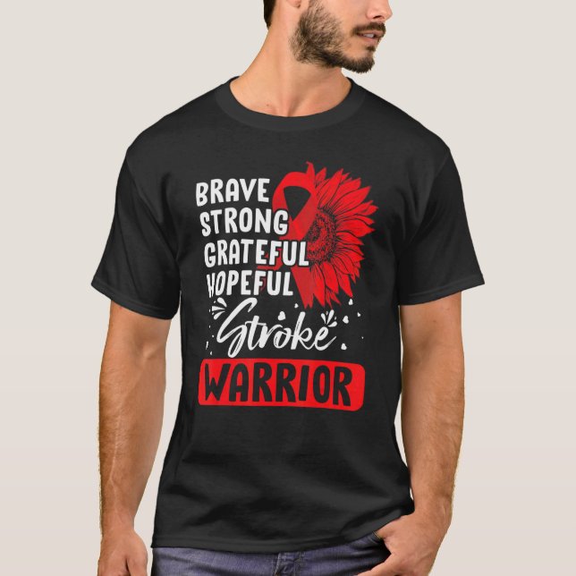 Stroke Warrior Stroke Survivor Red Awareness Ribb T Shirt (Framsida)