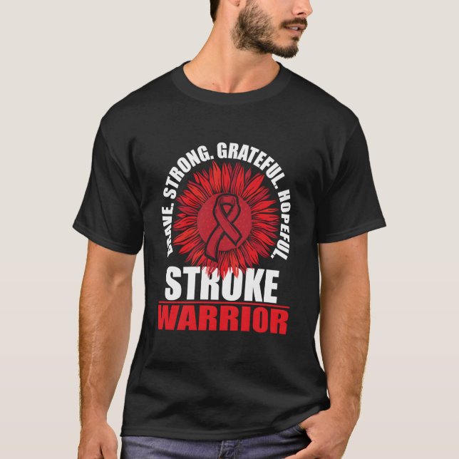 Stroke Warrior Stroke Survivor Red Awareness Ribbo T Shirt (Framsida)