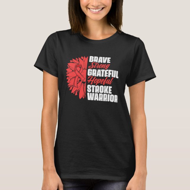 Stroke Warrior Stroke Survivor Red Ribbon Stroke A T Shirt (Framsida)