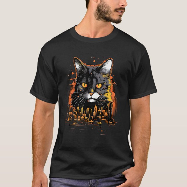 Strokes of Urban Creativity Katt Ritning Design T Shirt (Framsida)