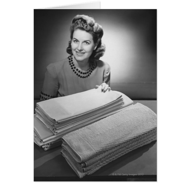 Strökta linn och handdukar hälsningskort (Framsidan)