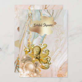 Ströktema för bläckfisk vid havsviken guld bläck inbjudningar