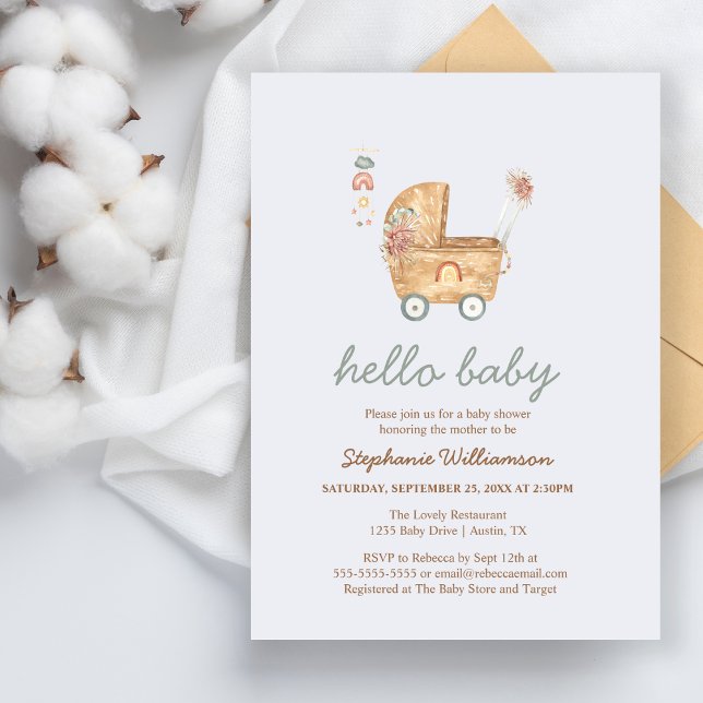 Stroller |  Baby Carriage Baby Shower Invitation Inbjudningar (Skapare uppladdad)