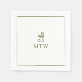 Stroller Monogram Napkins Baby Shower Pappersservett