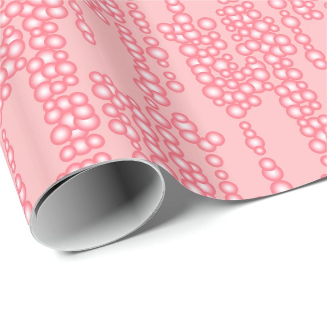 Ström av bubblor, korallrosa presentpapper (Rullad Hörn)