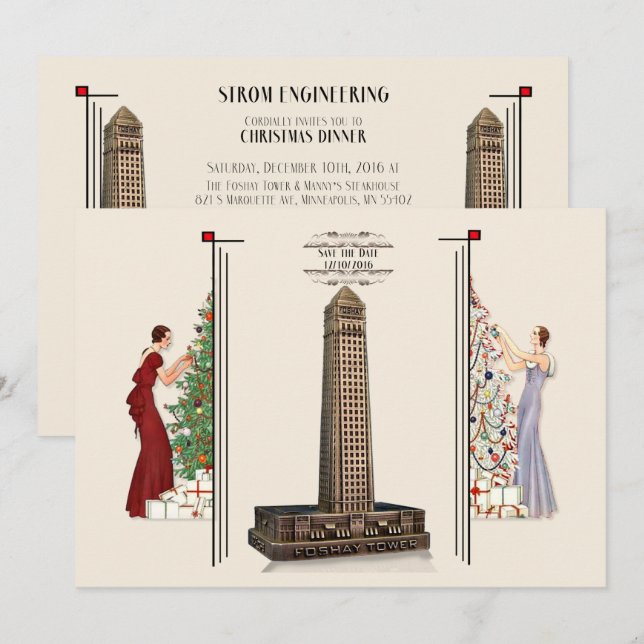 Strom som iscensätter julpartyinbjudan inbjudningar (Fram/baksida)