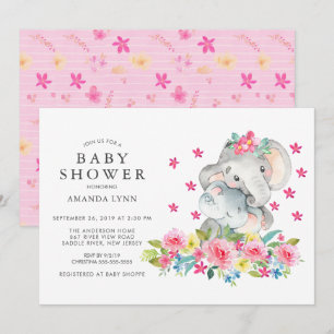 Strömbrytare Mamma Baby Elephant Flicka Inbjudningar