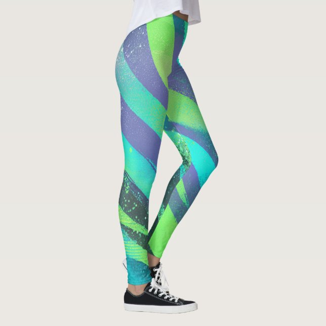 Strömende Farbwogen im Neonlicht Leggings (Höger)