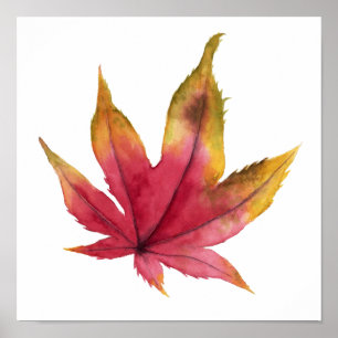 Strömfärgsfärg för hösten Maple Löv Poster