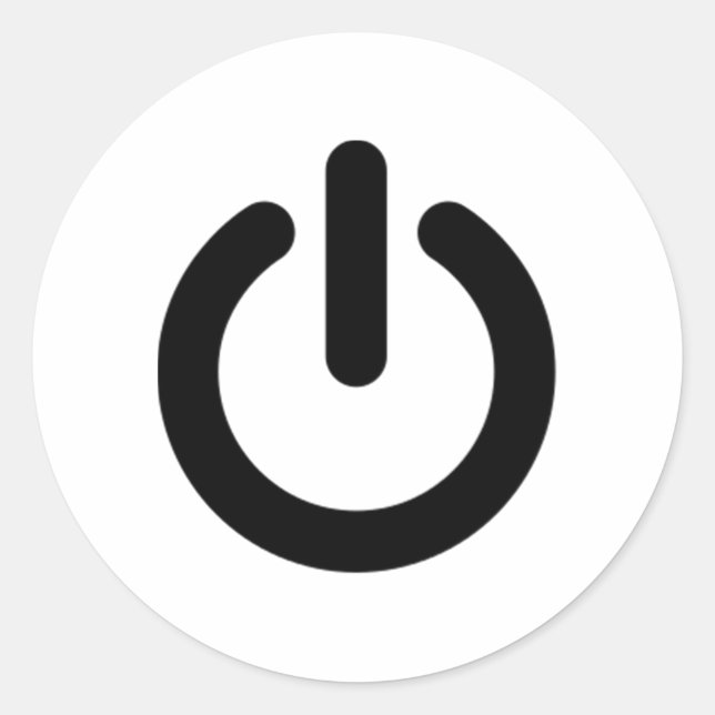 Strömknappssymbol Runt Klistermärke (Framsida)