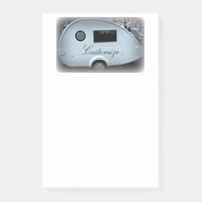 Strömlinjeformad husvagn för teardropsläpzigenare post-it block (Framsida)