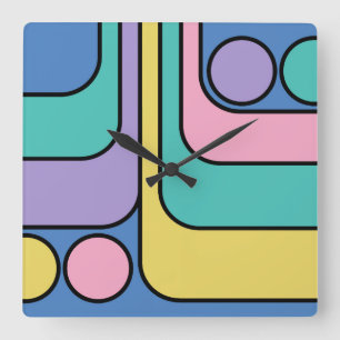 Strömlinjeformad måttlig retro Stil-geometrisk des Fyrkantig Klocka