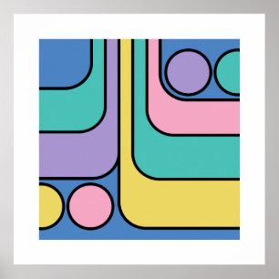 Strömlinjeformad måttlig retro Stil-geometrisk des Poster