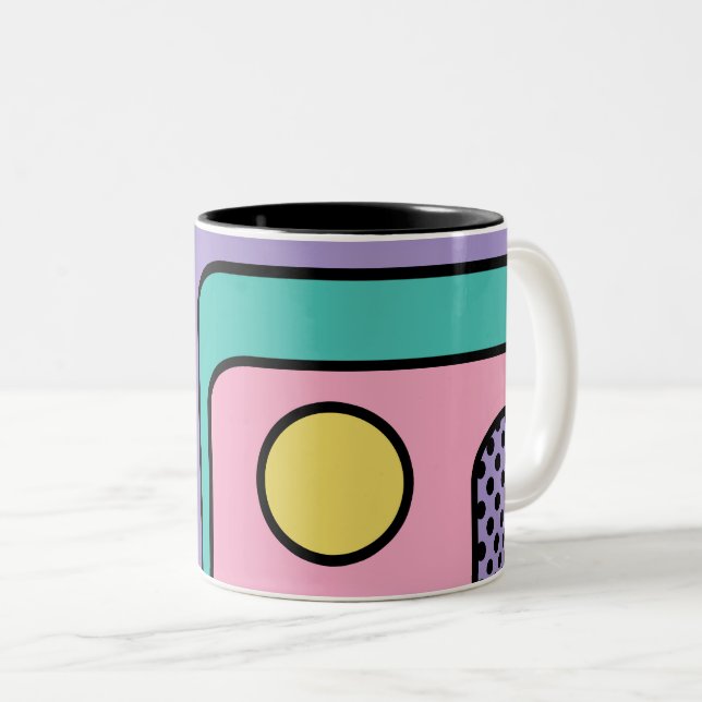 Strömlinjeformad måttlig retro Stil-geometrisk des Två-Tonad Mugg (Framsida höger)