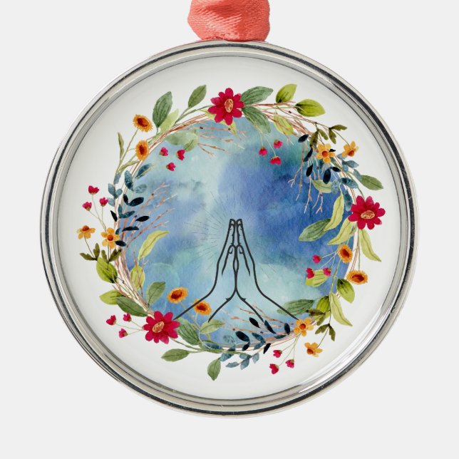 Strömma händer vattenfärg julgransprydnad metall (Framsidan)