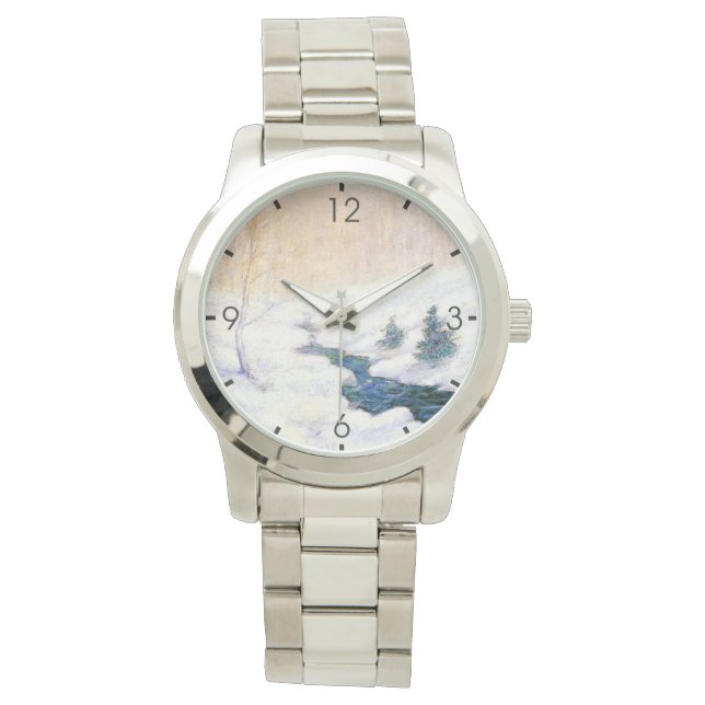 Strömma i ett vinterlandskap (julkonst) armbandsur (Framsida)
