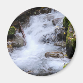 Strömmande Skogsström med Mossiga Klippor Magnet