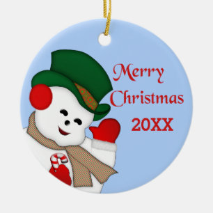Strömmande Snögubbe God jul 20XX Ornament