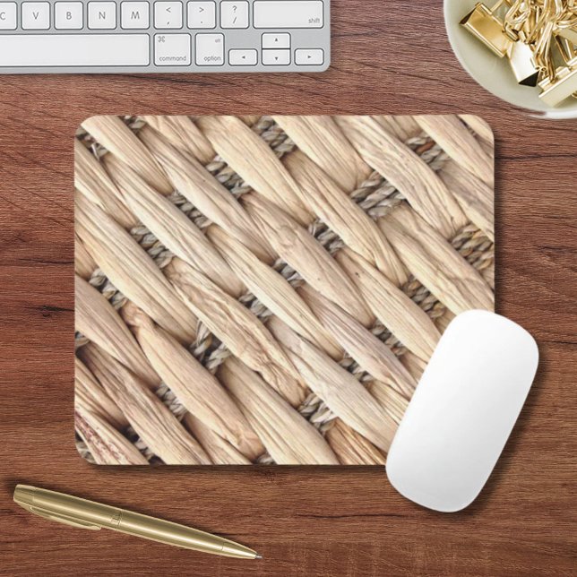 Strömmande strandtorkad vekwicker musmatta (rustic beach tropical island woven wicker mouse pad)