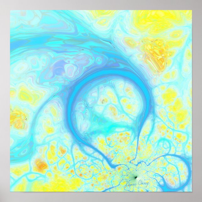 Strömmar av Joy - Cosmic Aqua & Lemon Poster (Framsidan)