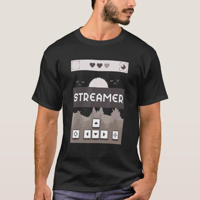 Strömmare Indie Retro Pixel Graphics-spel T Shirt (Framsida)