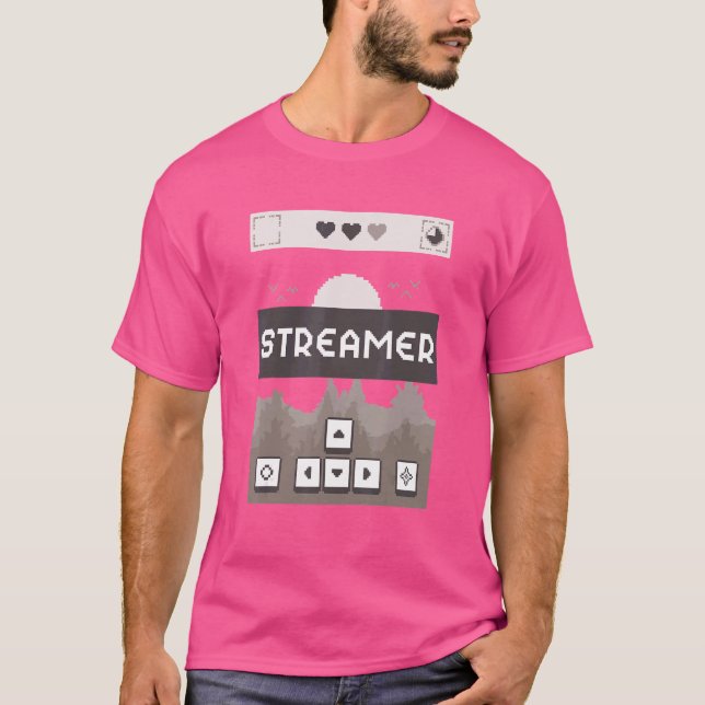 Strömmare Indie Retro Pixel Graphics-spel T Shirt (Framsida)