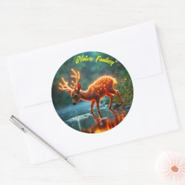 Strömmen Gloserande hjort magi-skog Runt Klistermärke