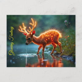 Strömmen Gloserande hjort magi-skog Vykort