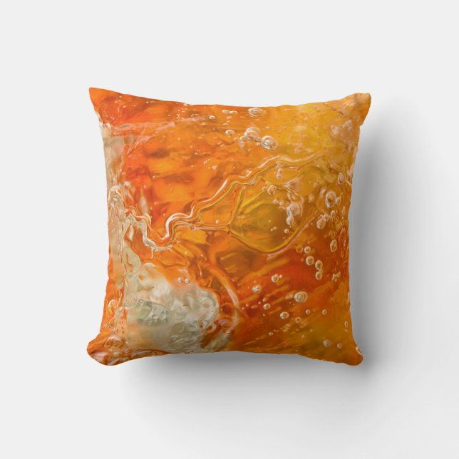 Strömmer av medvetenhet - orange guld bubblar kudde (Framsida)